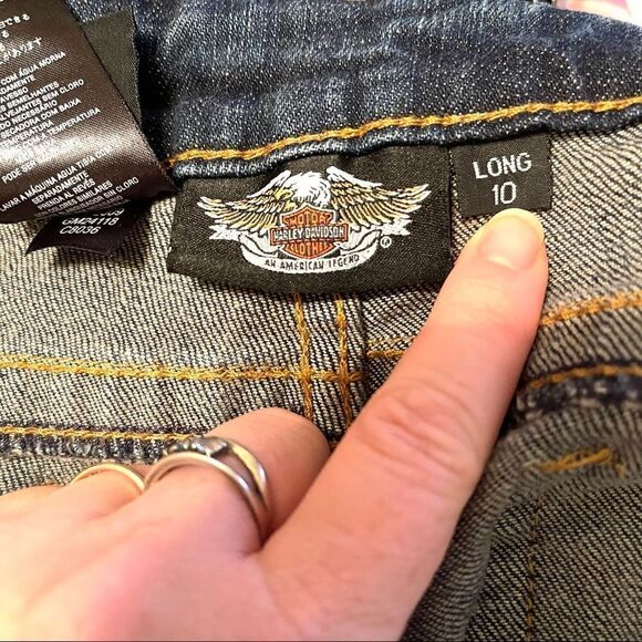 Harley Davidson blue jeans denim pants 10 long EUC bootcut low rise - Picture 15 of 16